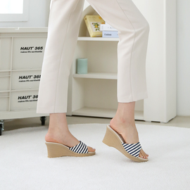 [GIRLS GOOB] Women's Comfortable Wedge Sandal, Fashion Loafers, Flip-flops, Fabric - Made in KOREA